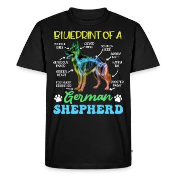 Berger allemand plan d’un berger allemand drôle - T-shirt Premium bio Homme - noir - Devant - Nico (187cm)