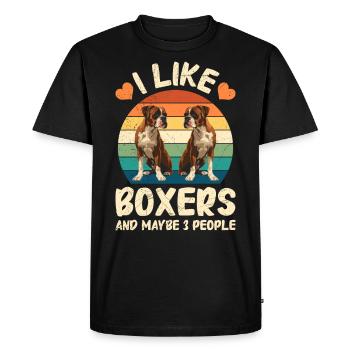 Boxer Dog LIKE BOXERS AND MAYBE 3 PEOPLE Funny - Men's Premium Organic T-Shirt - black - Front - Nico (187cm)
