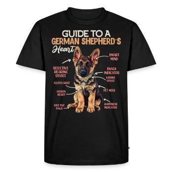 German Shepherd GUIDE TO A GERMAN SHEPHERDS HEART - Men's Premium Organic T-Shirt - black - Front - Nico (187cm)