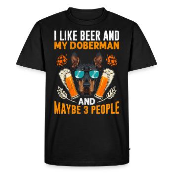 Propriétaire d’un doberman LIKE BEER ET MY DOBERMAN - T-shirt Premium bio Homme - noir - Devant - Nico (187cm)