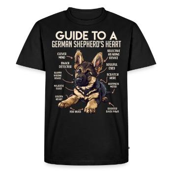 German Shepherd GUIDE TO A GERMAN SHEPHERDS HEART - Men's Premium Organic T-Shirt - black - Front - Nico (187cm)