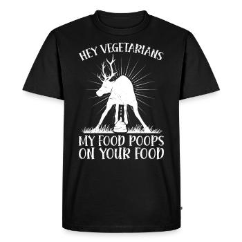 Anti Vegan Hey Végétariens Ma nourriture fait caca sur la vôtre - T-shirt Premium bio Homme - noir - Devant - Nico (187cm)