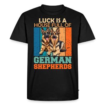German Shepherds LUCK IS A HOUSE FULL OF GERMAN - Men's Premium Organic T-Shirt - black - Front - Nico (187cm)