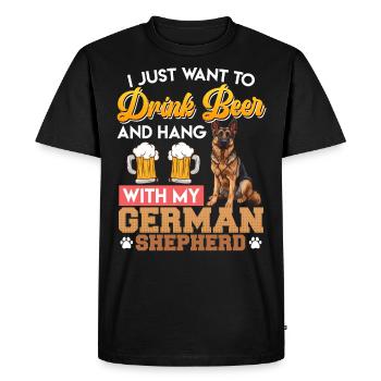 Berger allemand JUST WANT DRINK BEER HANG WITH GERMAN - T-shirt Premium bio Homme - noir - Devant - Nico (187cm)