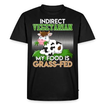 Anti Vegan VÉGÉTARIEN INDIRECT MA NOURRITURE NOURRI À L’HERBE - T-shirt Premium bio Homme - noir - Devant - Nico (187cm)