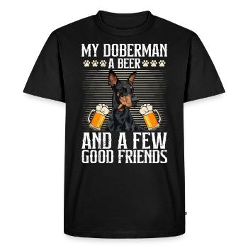 Propriétaire de doberman MON DOBERMAN UNE BIÈRE ET QUELQUES - T-shirt Premium bio Homme - noir - Devant - Nico (187cm)