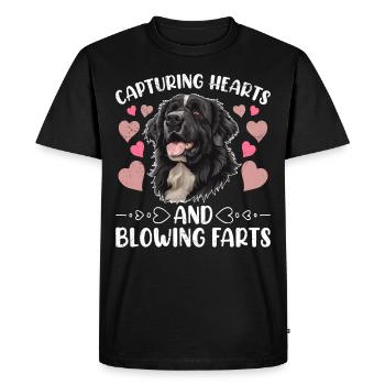 Terre-Neuve GAGNER LES CŒURS EN ÉCRASANT LES PETS - T-shirt Premium bio Homme - noir - Devant - Nico (187cm)