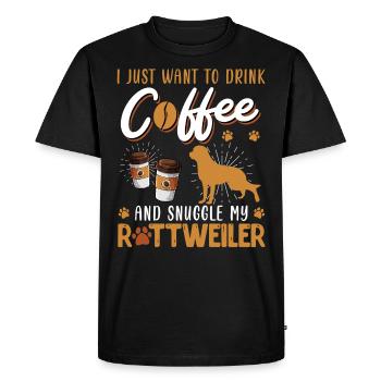 Rotti Propriétaire ENVIE DE BOIRE DU CAFÉ AVEC - T-shirt Premium bio Homme - noir - Devant - Nico (187cm)