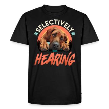 Rhodesian Ridgeback Drôle ÉCOUTE SÉLECTIVE - T-shirt Premium bio Homme - noir - Devant - Nico (187cm)