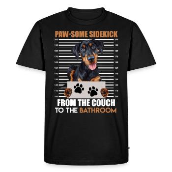 Doberman chien PATTE-UN ACOLYTE DU CANAPÉ - T-shirt Premium bio Homme - noir - Devant - Nico (187cm)