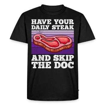 Fleisch Fan Have Your Daily Meat Skip Doc - Men's Premium Organic T-Shirt - black - Front - Nico (187cm)