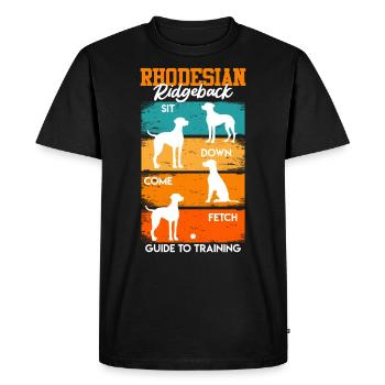 RHODESIAN RIDGEBACK GUIDE DE L’ENTRAÎNEMENT Drôle - T-shirt Premium bio Homme - noir - Devant - Nico (187cm)