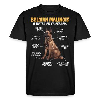 APERÇU DÉTAILLÉ DU MALINOIS BELGE Drôle - T-shirt Premium bio Homme - noir - Devant - Nico (187cm)