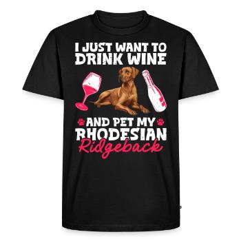Les propriétaires de chiens veulent juste boire du vin de Rhodésie - T-shirt Premium bio Homme - noir - Devant - Nico (187cm)