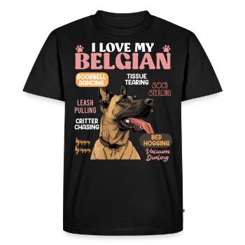 Belgian Shepherd LOVE MY BELGIAN MALINOIS - Men's Premium Organic T-Shirt - black - Front - Nico (187cm)