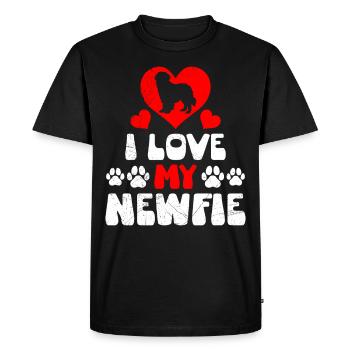 Propriétaires de chiens J’AIME MES AMOUREUX NEWFIE - T-shirt Premium bio Homme - noir - Devant - Nico (187cm)