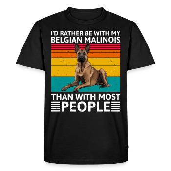 Malinois JE PRÉFÈRE ÊTRE AVEC LES MALINOIS BELGES - T-shirt Premium bio Homme - noir - Devant - Nico (187cm)