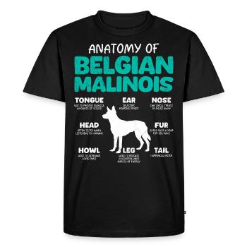 Berger Belge ANATOMIE D’UN BELGE - T-shirt Premium bio Homme - noir - Devant - Nico (187cm)