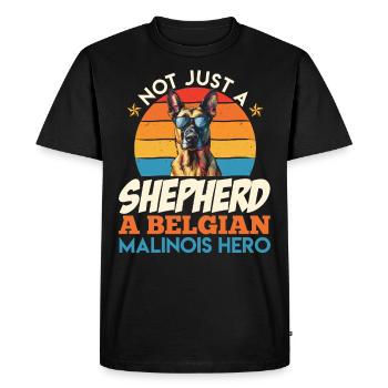 Malinois Hero PLUS QU’UN BERGER MALINOIS - T-shirt Premium bio Homme - noir - Devant - Nico (187cm)