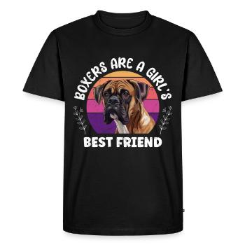 BOXERS ARE A GIRLS BEST FRIEND Dog Mom German - Men's Premium Organic T-Shirt - black - Front - Nico (187cm)