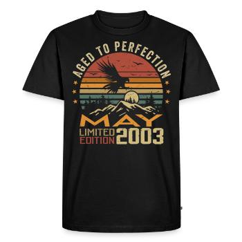Mai 2003 Anniversaire Mai 2003 Cadeau 2003 Mai - T-shirt Premium bio Homme - noir - Devant - Nico (187cm)