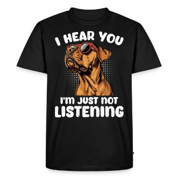 Ridgeback JE T’ENTENDS, JE N’ÉCOUTE PAS - T-shirt Premium bio Homme - noir - Devant - Nico (187cm)