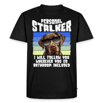 Chien Labrador PERSONAL STALKER JE TE SUIVRAI - T-shirt Premium bio Homme - noir - Devant - Nico (187cm)