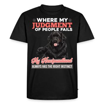 Terre-Neuve LÀ OÙ MA CONNAISSANCE DE LA NATURE HUMAINE ÉCHOUE - T-shirt Premium bio Homme - noir - Devant - Nico (187cm)