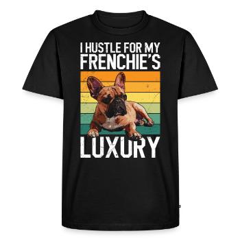Frenchie Owner Hustle for my Frenchie's LUXURY - Men's Premium Organic T-Shirt - black - Front - Nico (187cm)