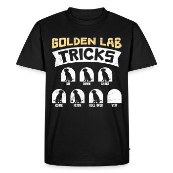 Labrador GOLDEN LAB TRICKS Labrador Dog Funny - Men's Premium Organic T-Shirt - black - Front - Nico (187cm)