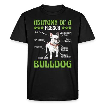 Bouledogue Français Drôle ANATOMIE D’UN FRANÇAIS - T-shirt Premium bio Homme - noir - Devant - Nico (187cm)