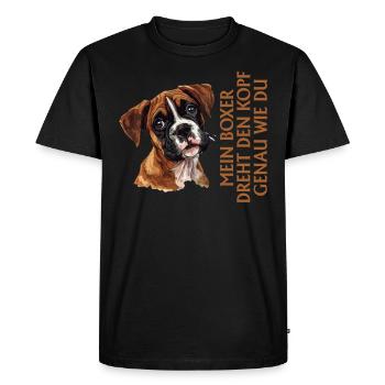 Propriétaire de chien MON BOXER TOURNE LA TÊTE COMME VOUS - T-shirt Premium bio Homme - noir - Devant - Nico (187cm)