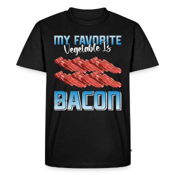 Meat lovers MY FAVORITE VEGETABLE IS BACON - Men's Premium Organic T-Shirt - black - Front - Nico (187cm)