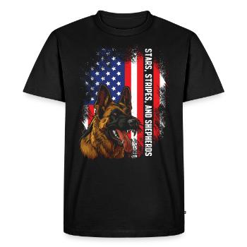 USA Stars Stripes et Berger Berger - T-shirt Premium bio Homme - noir - Devant - Nico (187cm)