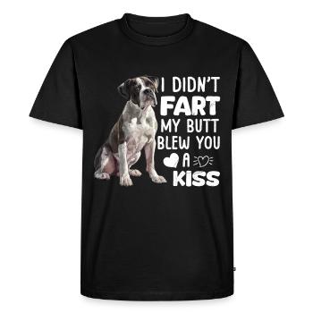 Un boxeur allemand n'a pas pété mes fesses, il m'a fait un baiser - T-shirt Premium bio Homme - noir - Devant - Nico (187cm)