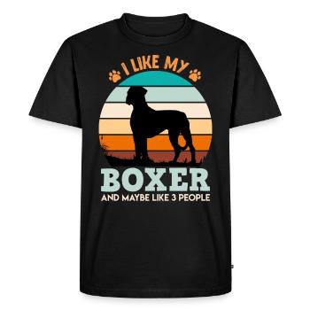 Boxeur allemand COMME MON BOXER ET PEUT-ÊTRE 3 PERSONNES - T-shirt Premium bio Homme - noir - Devant - Nico (187cm)