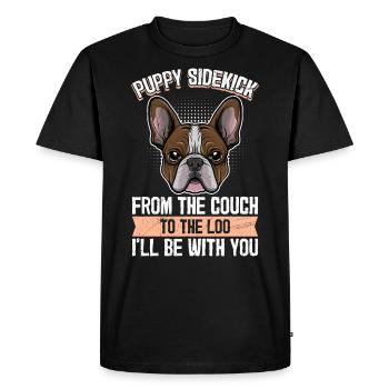 Frenchi chiot acolyte du canapé drôle - T-shirt Premium bio Homme - noir - Devant - Nico (187cm)