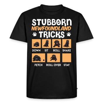 Newfie STUBBORN NEWFOUNDLAND TRICKS Drôle - T-shirt Premium bio Homme - noir - Devant - Nico (187cm)
