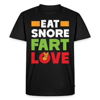 Bouledogue français MANGER RONFLEMENT PET AMOUR - T-shirt Premium bio Homme - noir - Devant - Nico (187cm)