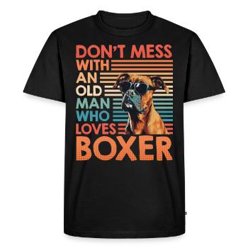 Propriétaire de boxeur NE MESUREZ PAS AVEC UN VIEIL HOMME AIME - T-shirt Premium bio Homme - noir - Devant - Nico (187cm)