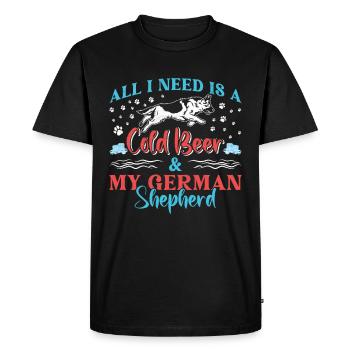 Berger allemand TOUT DONT J'AI BESOIN C'EST DE LA BIÈRE FROIDE - T-shirt Premium bio Homme - noir - Devant - Nico (187cm)