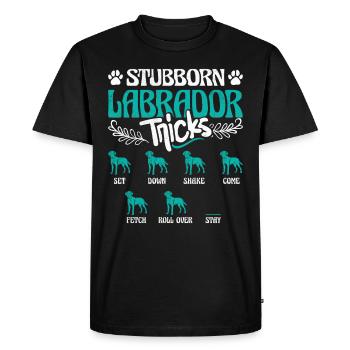 Propriétaire de Labrador ASTUCES DE LABRADOR TÊTU - T-shirt Premium bio Homme - noir - Devant - Nico (187cm)