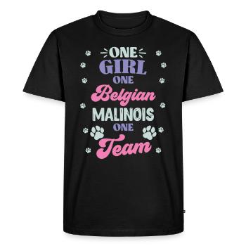 Malinois UNE FILLE UN BERGER BELGE - T-shirt Premium bio Homme - noir - Devant - Nico (187cm)