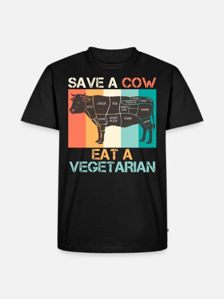 Meat Fan SAVE A COW EAT A VEGAN - Men's Premium Organic T-Shirt - black
