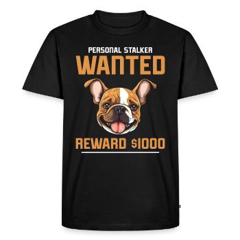 French Bulldog WANTED REWARD 1000 Dollars - Men's Premium Organic T-Shirt - black - Front - Nico (187cm)