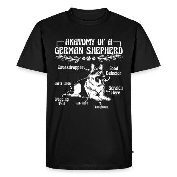 Berger allemand ANATOMIE D’UN BERGER ALLEMAND Propriétaire - T-shirt Premium bio Homme - noir - Devant - Nico (187cm)
