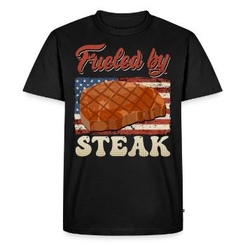 Amateurs de viande FUELED BY STEAK Barbecue Party Drôle - T-shirt Premium bio Homme - noir - Devant - Nico (187cm)