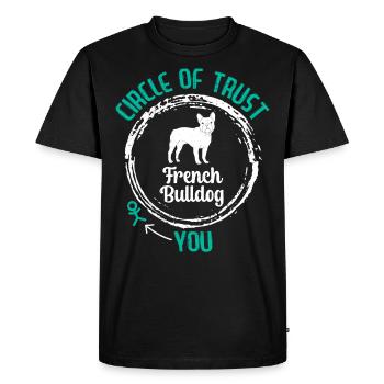 Bouledogue Français CERCLE DE CONFIANCE Têtu - T-shirt Premium bio Homme - noir - Devant - Nico (187cm)