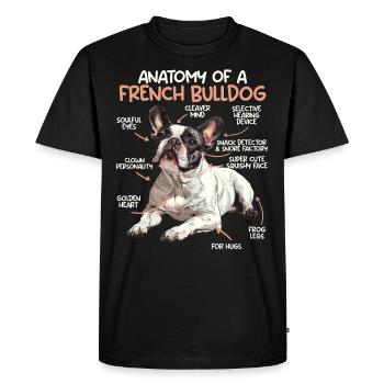 Anatomie Bouledogue Français Propriétaire Drôle - T-shirt Premium bio Homme - noir - Devant - Nico (187cm)