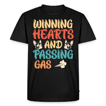 Funny Bulldog GAGNER DES CŒURS EN PASSANT DU GAZ - T-shirt Premium bio Homme - noir - Devant - Nico (187cm)